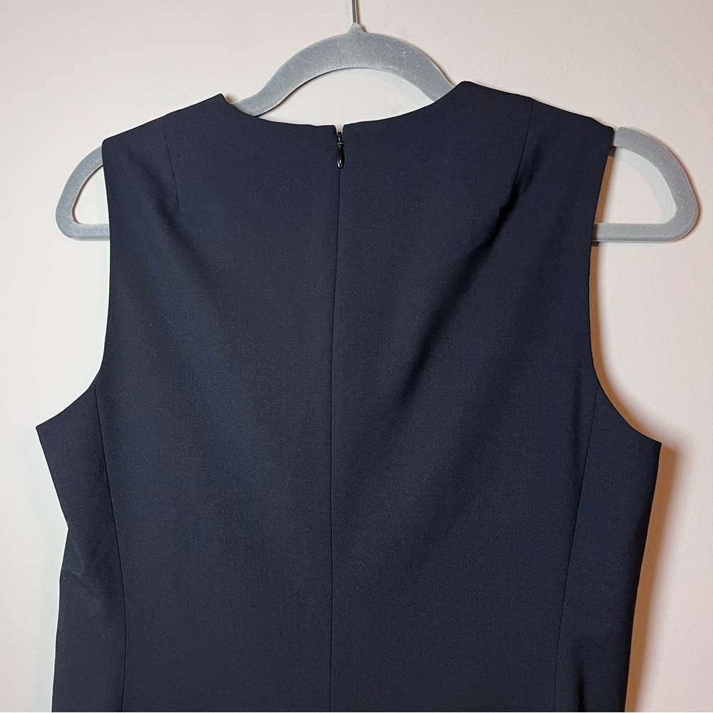 Theory Good Wool Sleeveless Tailored Fitted Sheath Dress Cocktail Career Black 6 - Picture 6 of 7